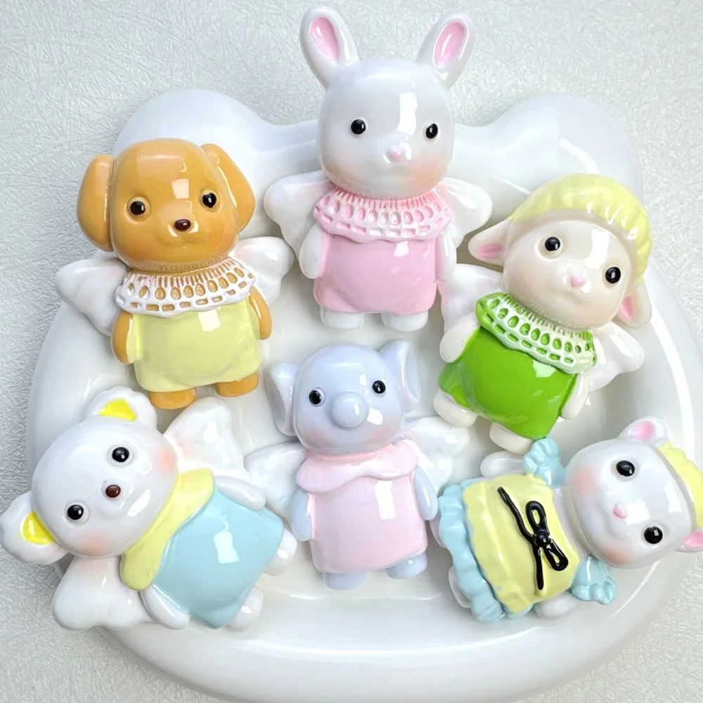 Realistic Miniature Resin Cartoon Kawaii Animal Angle Simulation Flatback Charms Home Decor DIY Dollhouse Kitchen Toys Craft
