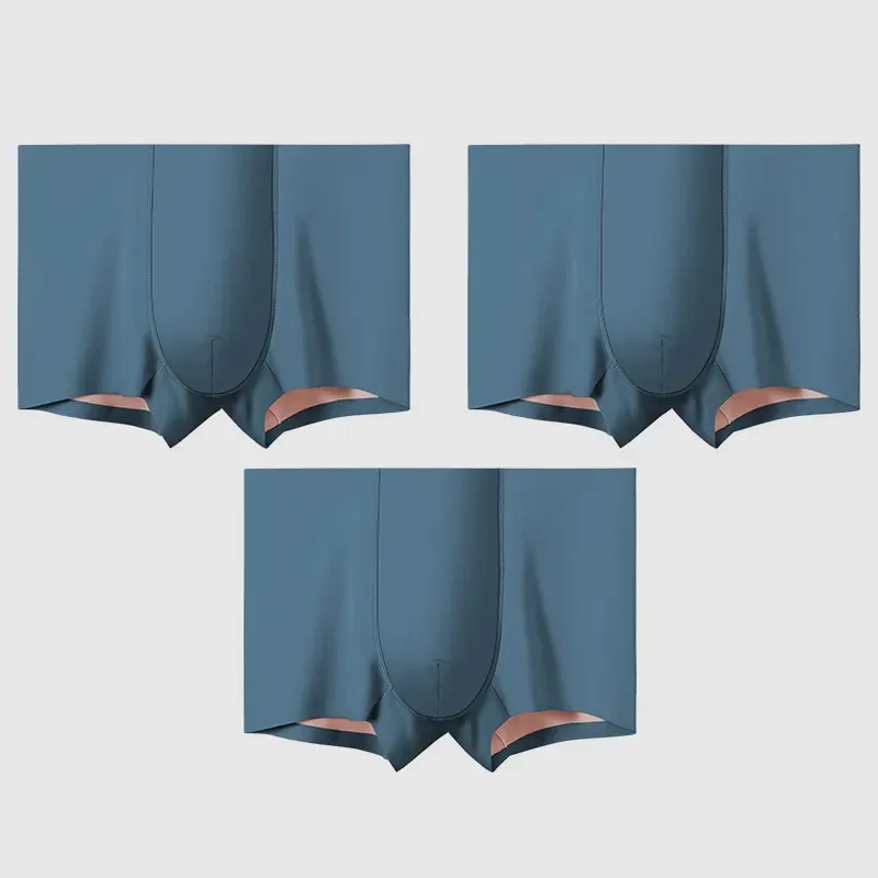 

3PCS Underwear Men's Summer Lightweight Seamless Four-Sided Shorts Men's Fitness Breathable Zero-Feel Flat Bottom Pants