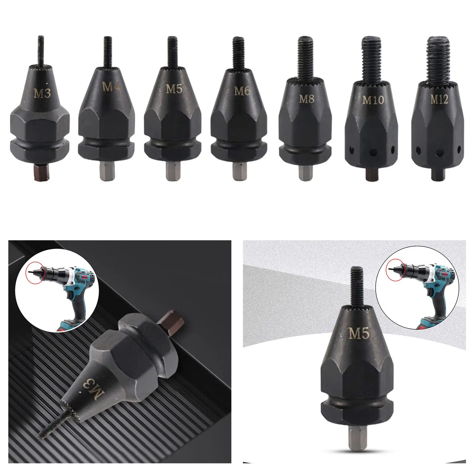 Rivetto elettrico 3 per accessori per utensili Acciaio di ricambio per attacco per trapano per rivetti