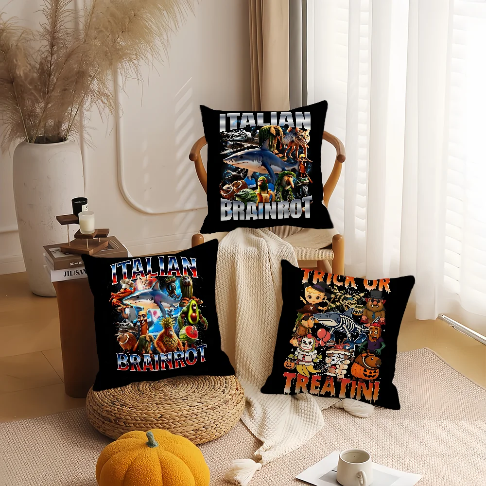 Italian Brainrot Pillow Case Home Cushion Cover Suitable For Office Sofa Car Suitable For All Seasons