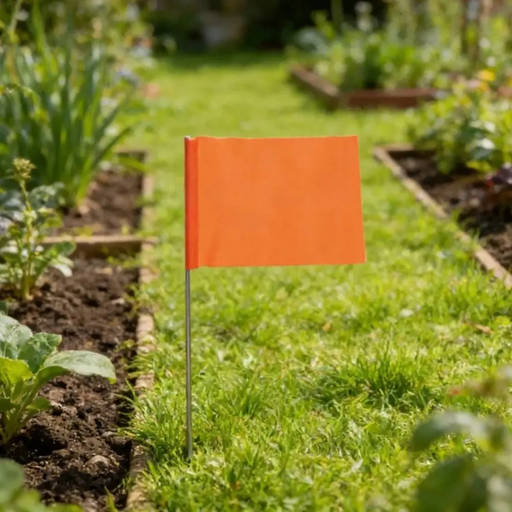 50pcs PVC Reusable Lawn Marking Flags Visible Waterproof Marking Flags Steel Wire Stakes Durable Landscape Flags Survey