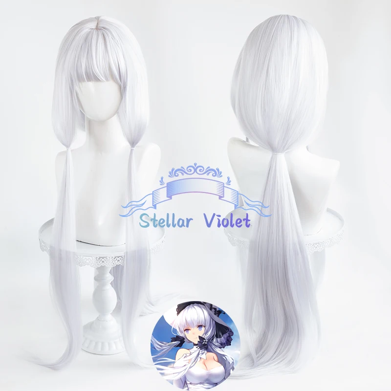 

Illustrious Wig Game Azur Lane Cosplay Wig Synthetic Hair Silver White 100CM Illustrious Cosplay Wig Heat Resistant Free Wig Cap