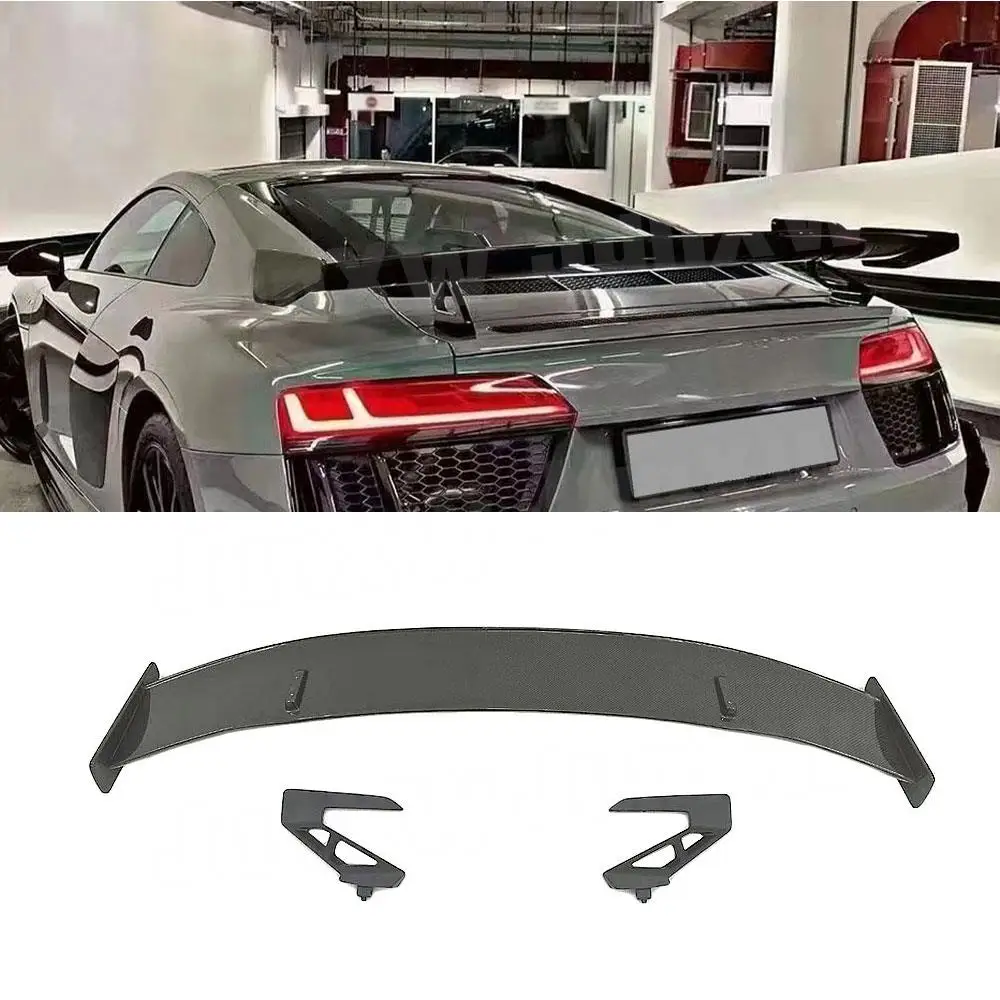 Carbon Fiber FRP Rear Lip Spoiler Trunk Wings With Bracket for Audi R8 2013-2022 Rear Spoiler Car Styling