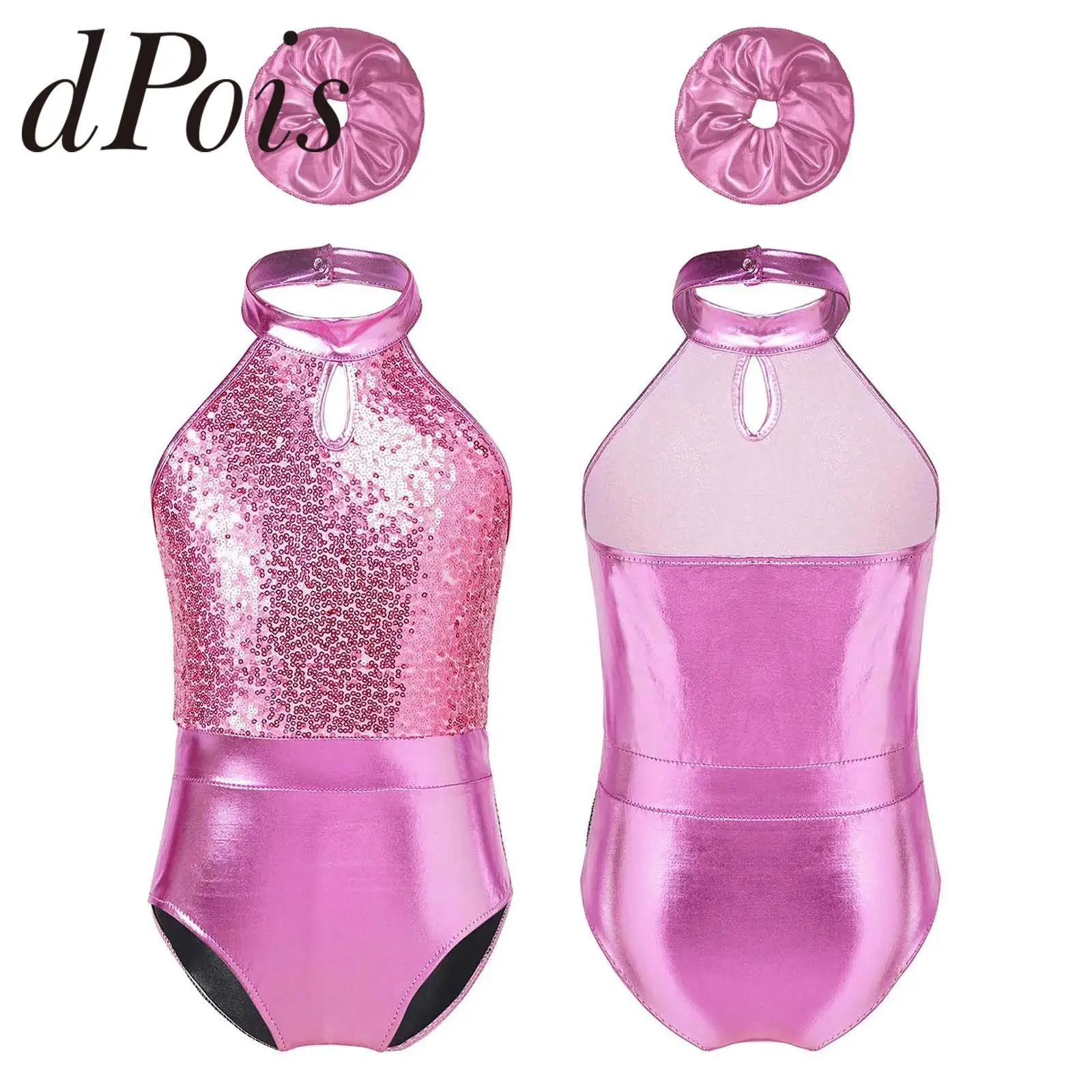

Kids Girls Sparkling Sleeveless Athletic Acrobatics Bodysuits Sequins Gymnastics Leotard Ballet Dance Leotard Performance Outfit