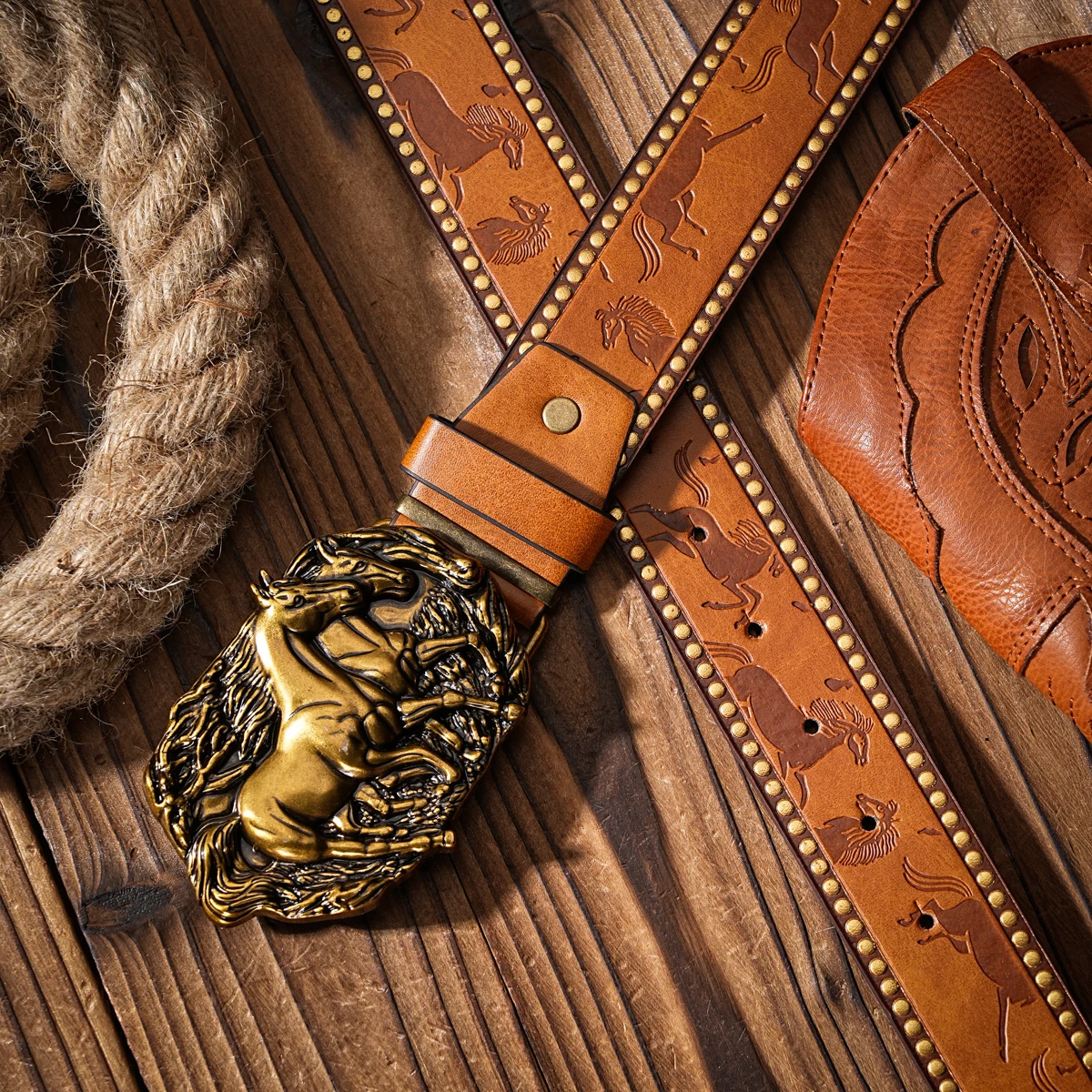 Lässige, individuelle und Retro-Gürtel, Kleidungsaccessoires im Western-Stil, Metallschnallen, PU-Gürtel, geeignet für Männer und Frauen – Detail 8