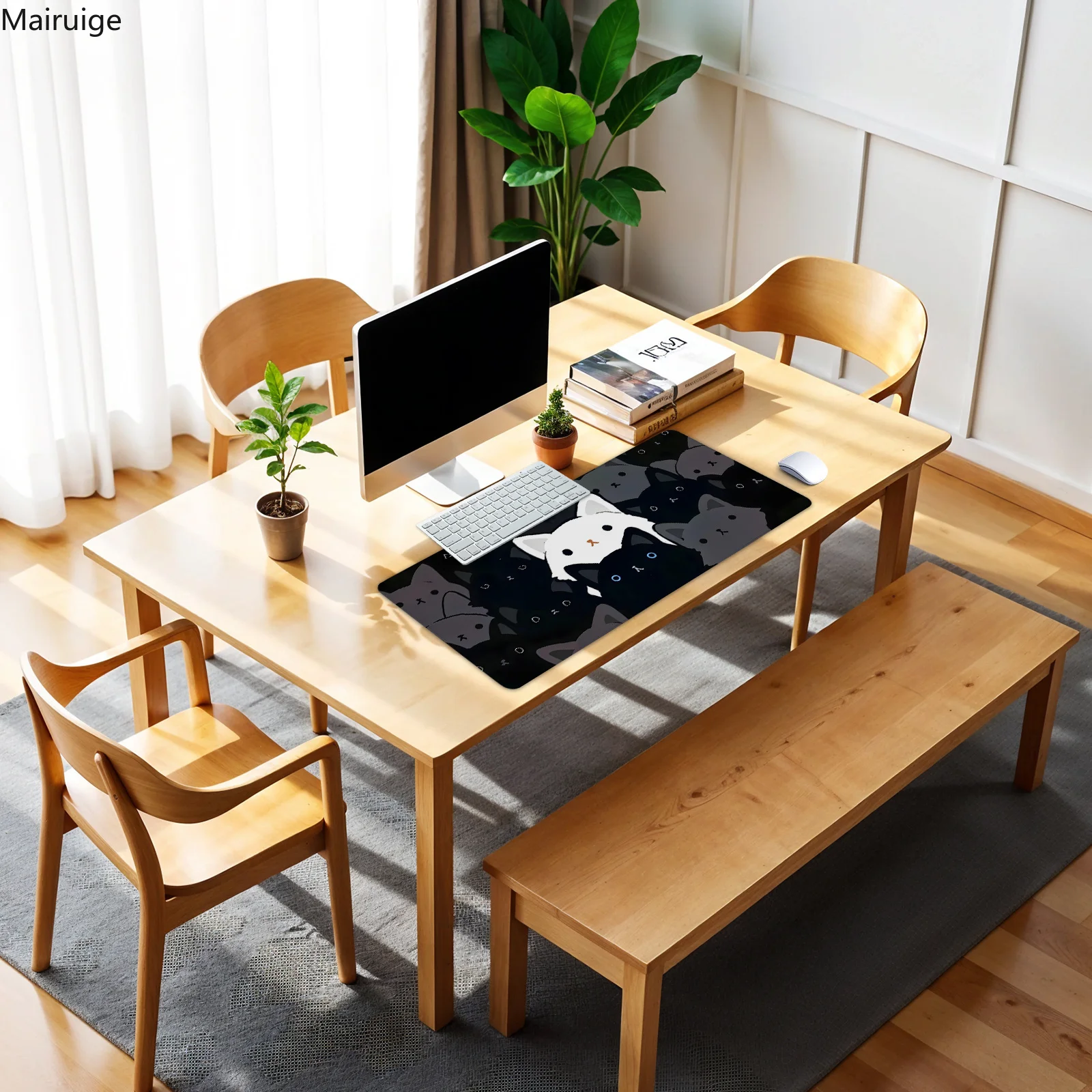 900x400MM Simpatico Mouse Pad Gatto Semplice Creativo Kawaii Grande Tappeto MousePad Accessori Per Computer Tastiera Tappetino Da Scrivania Impermeabile