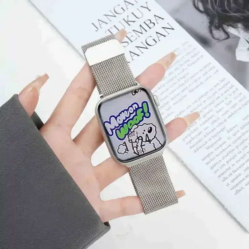 ミラネーゼループストラップ Apple Watch バンド 44mm 45mm 40mm-41mm 46mm-42mm 44mm Ultra 2 49mm コレア ブレスレット シリーズ 10 9 SE 8 7 6 5対応