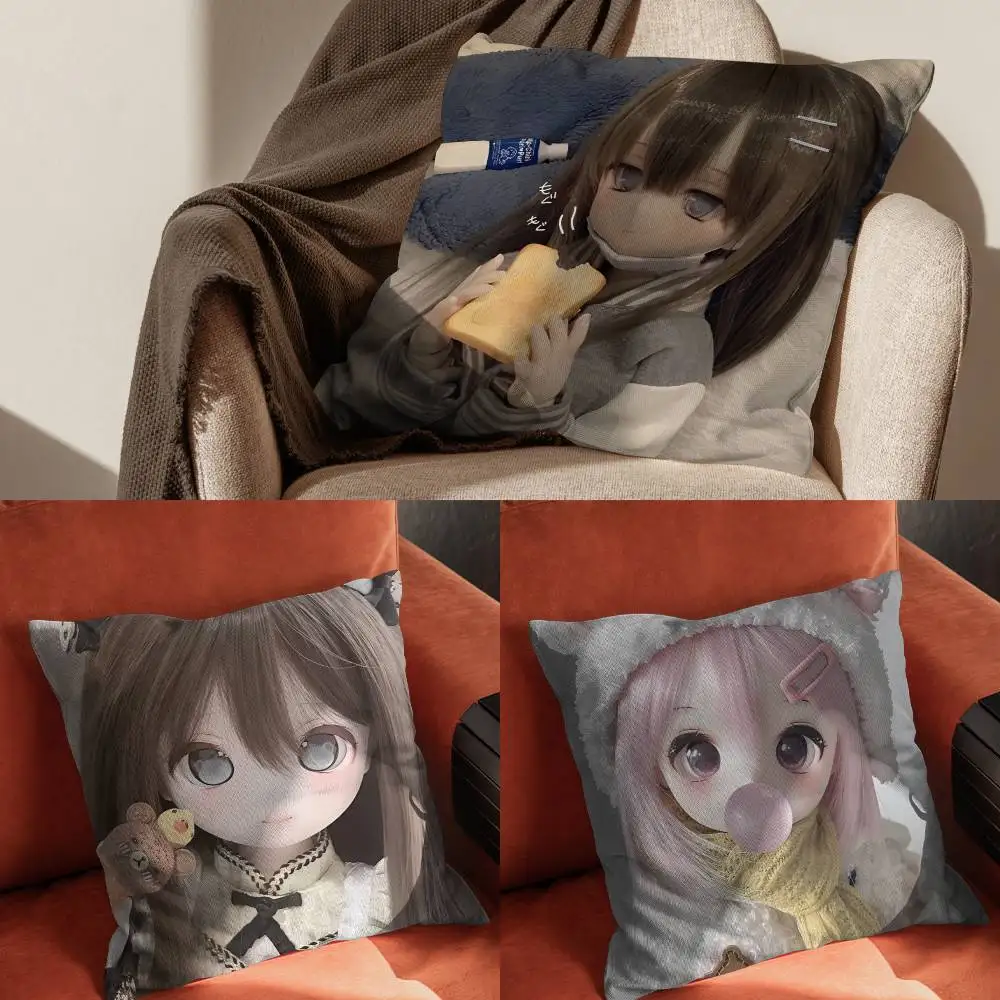 

Big eyed doll Dolls Pillow Case For Car Pillows 60x60 Cushions Luxury Double Sided Cover Home And Decoration Sofa 30x30