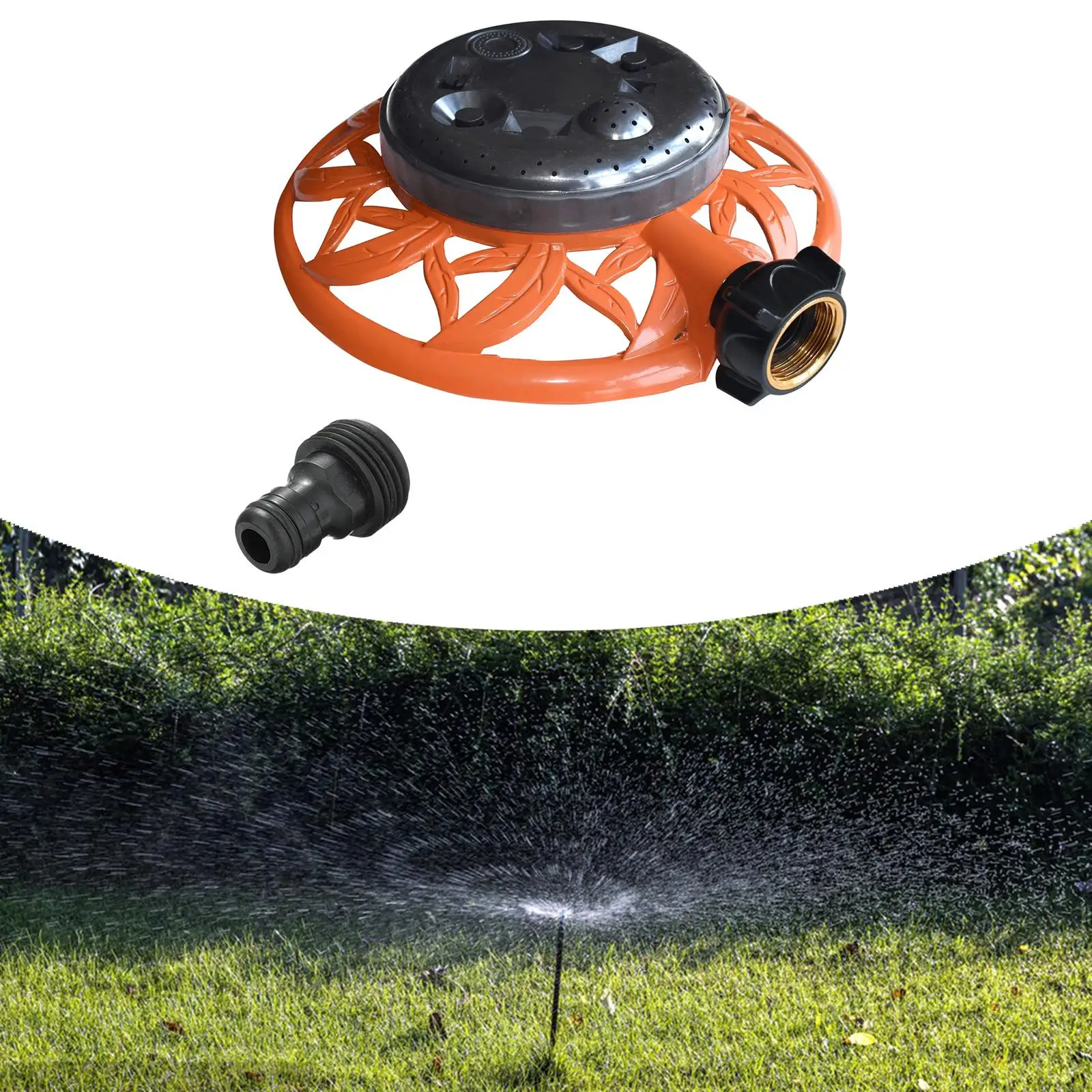 Rotating Garden Sprinkler Heavy Duty Metal Base Adjustable Irrigation System for Lawn Watering and Plants