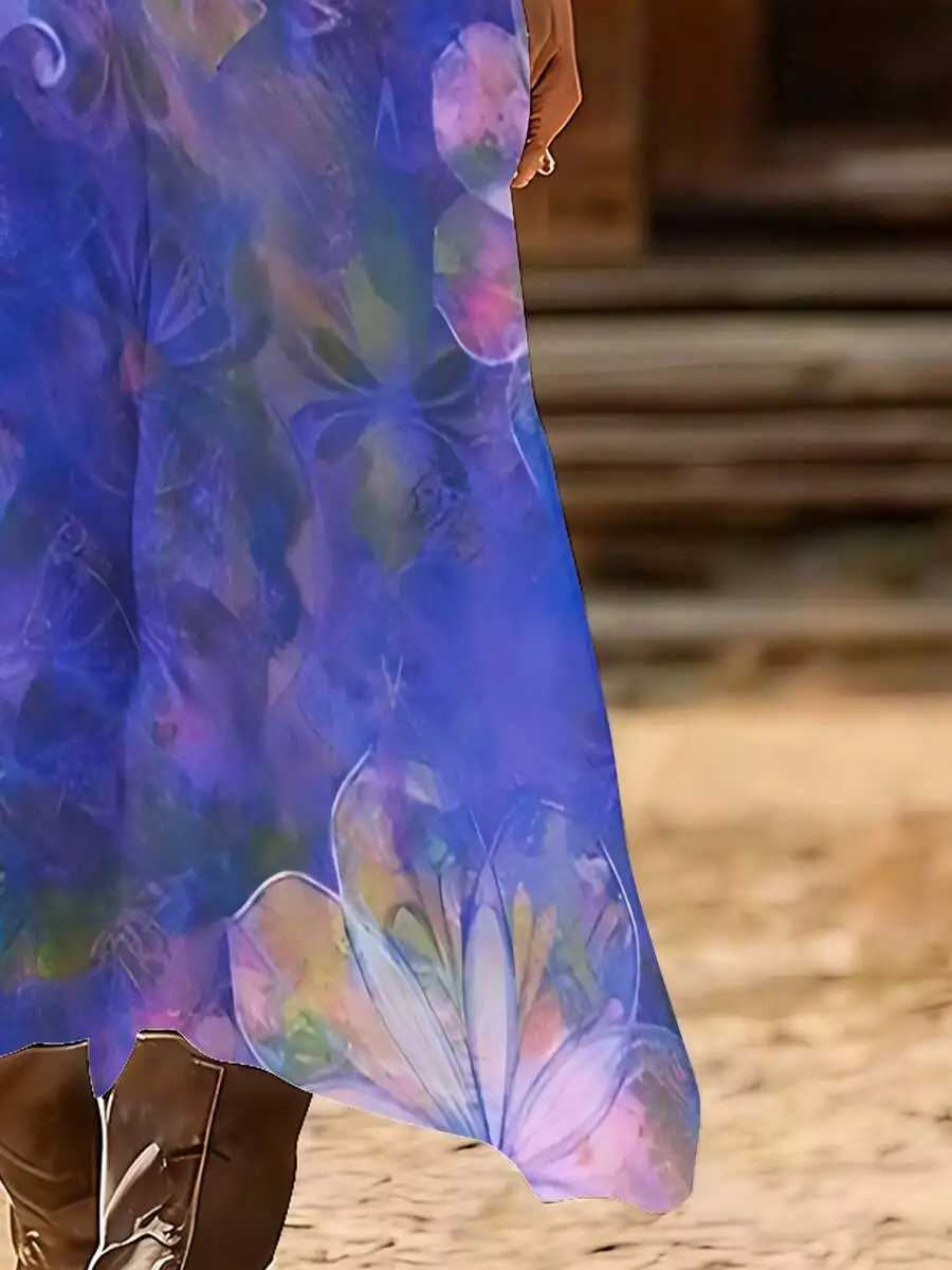 

Abstract Floral Print Spaghetti Strap Maxi Dress For Women Spring Summer Elegant Art Event
