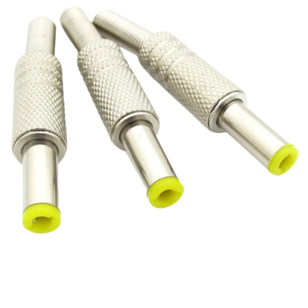 

5/10 Pcs DC Power Male Plug Jack Connector with Spring and Yellow Head 5.5*2.1/5.5*2.5mm DC099