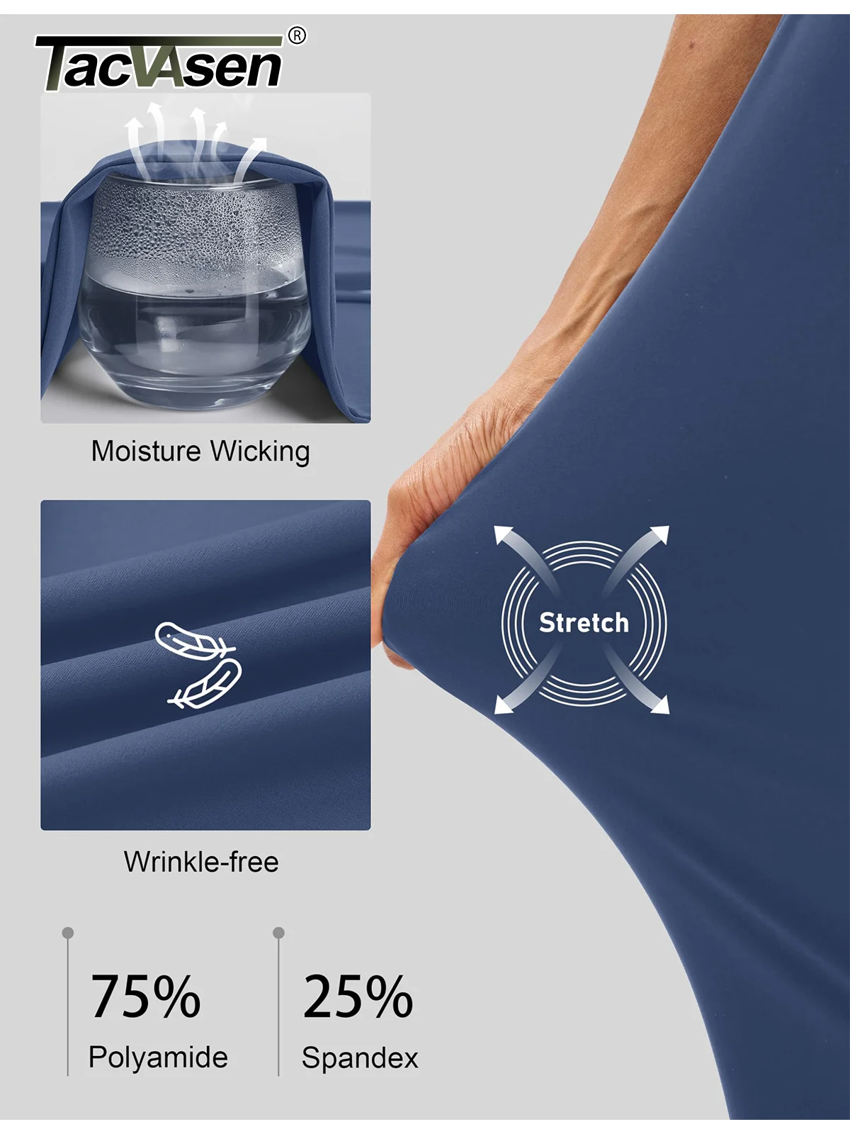 TACVASEN UPF 50+ جولف السراويل النسائية خفيفة الوزن سريعة الجافة تمتد السراويل عالية الخصر العمل سراويل تقليدية 5 جيوب