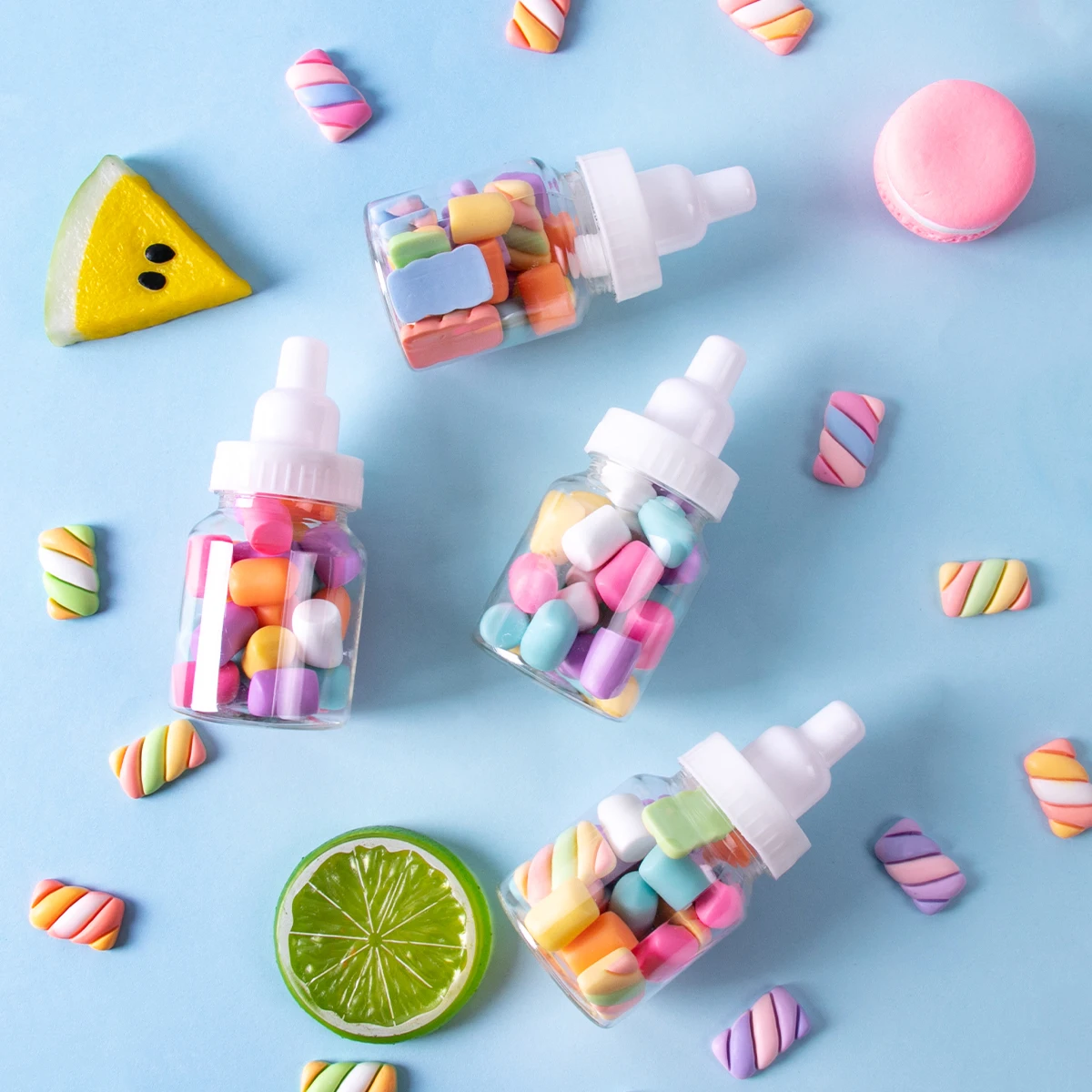 12 Stück Babyflaschen, blau, rosa, weiß, Kunststoff, Süßigkeitenflasche, Babyparty, Geschenkbox, Dekorationen, Jungen und Mädchen, Geschlecht offenbaren, Partygeschenke – Detail 5