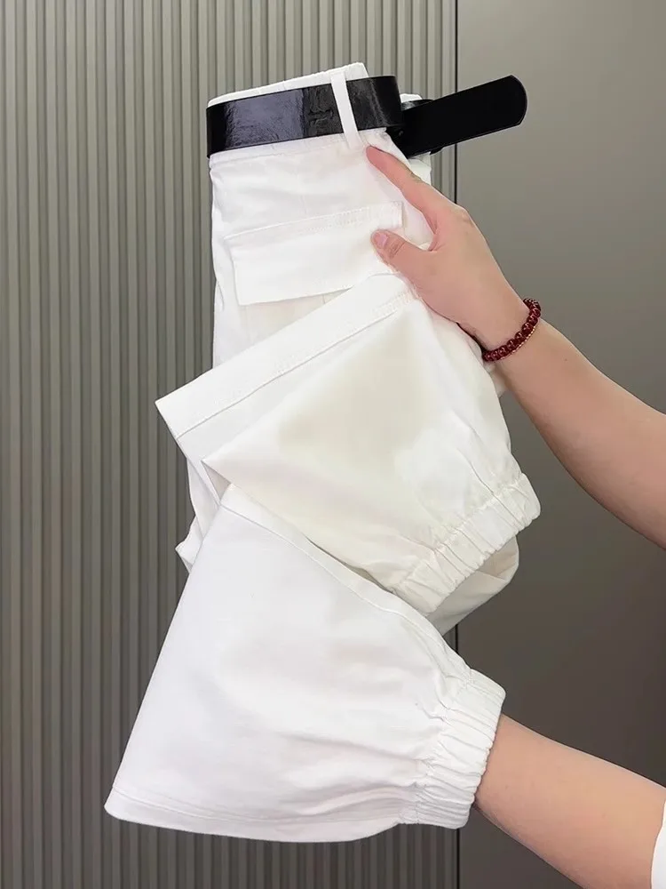 Pantaloni casual moda donna primavera autunno nuovi pantaloni corti in cotone lavato sottile allentato a vita alta pantaloni Haren streetwear moda