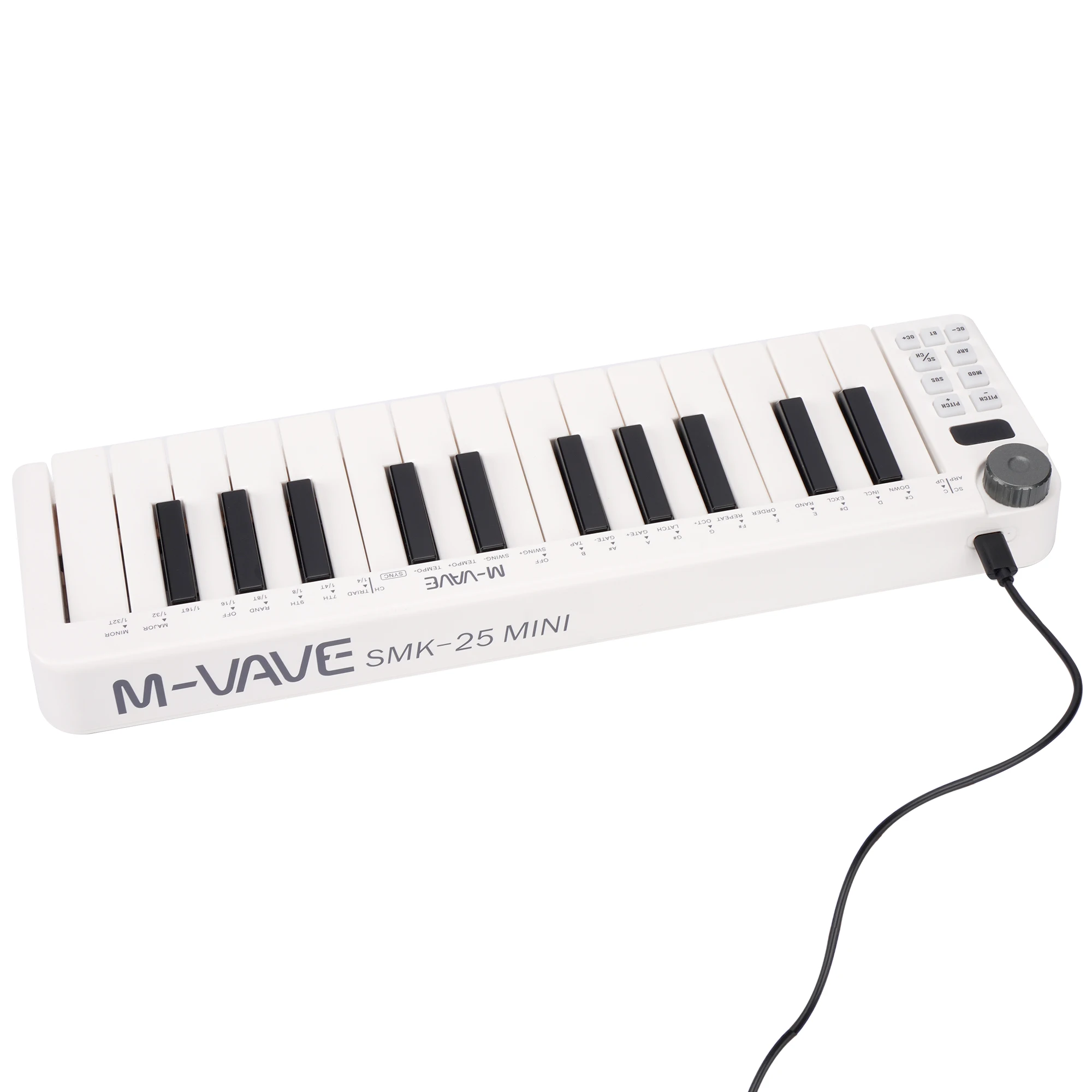 M-VAVE SMK-25mini pro teclado midi recarregável 25 teclas sensíveis à velocidade + usb-compatível com ios/android/pc porta tripla