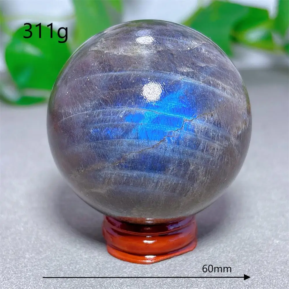 Blauwe Maansteen Bol Kristal Natuursteen Kwarts Mineralen Huisdecoratie Reiki Tuingeschenken Energie Genezing Geluk Liefde +Stand