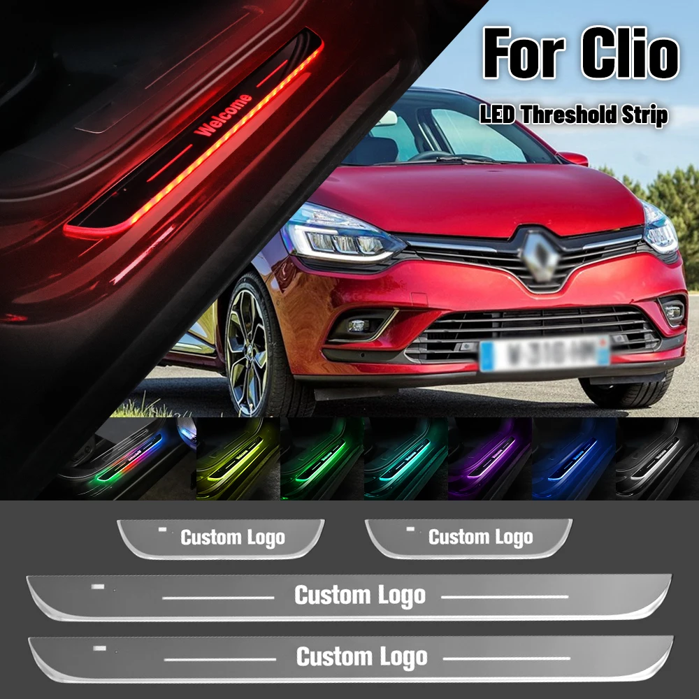 

For Renault Clio 2 3 4 5 1998-2023 Car Door Sill Light Customized Logo LED 2018 2019 Welcome Threshold Pedal Lamp Accessories