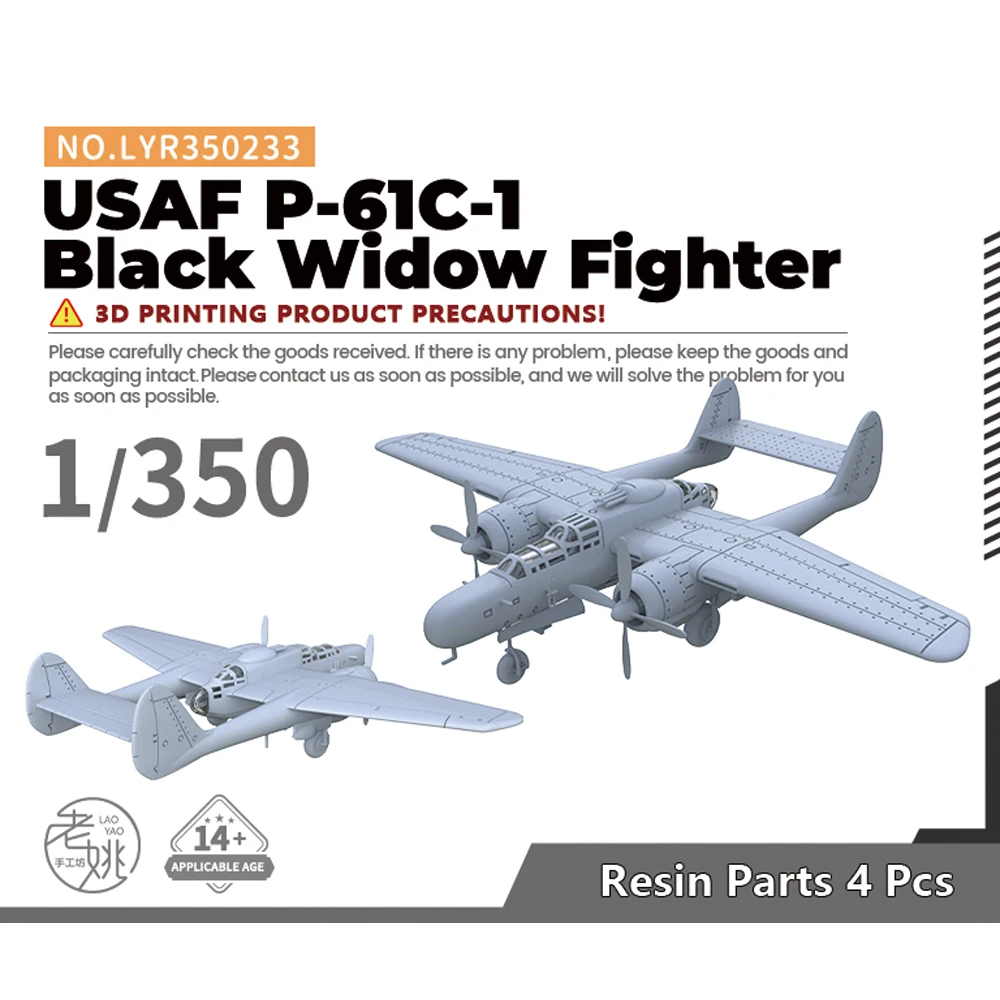 Yao 'S Studio Lyr233 1/350 Militaire Modelbouwpakket Usaf P-61C-1 Zwarte Weduwe Jager Wwii War Games