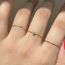 Four piece minimalist Japanese and Korean style cubic zirconia ring set, women's fashionable and versatile high-end design ring,