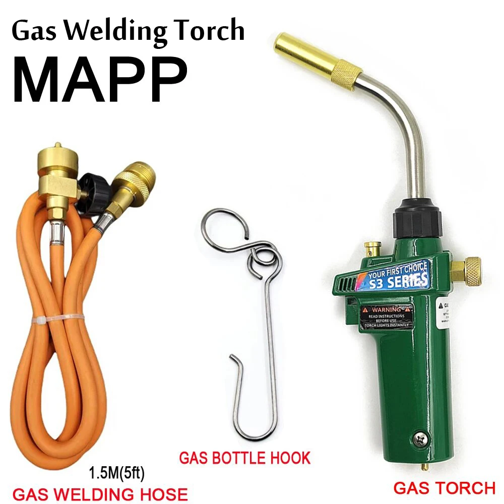 Braze Welding Torch Self Ignition Piezo Trigger CGA600 Heating Solder Burner 1.5meter Hose Belt Hook MAPP Propane Gas Torch