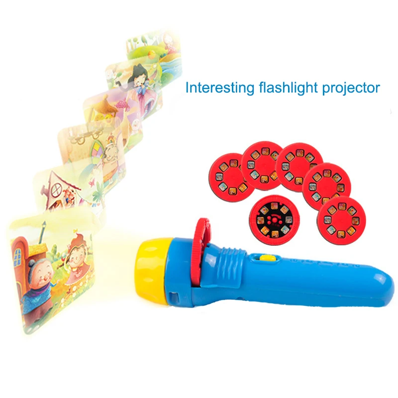 

Flashlight Torch Projector Toys Cartoon Pattern Projection Film Toys Baby Gift Sleeping Story Machine Sleeping Light