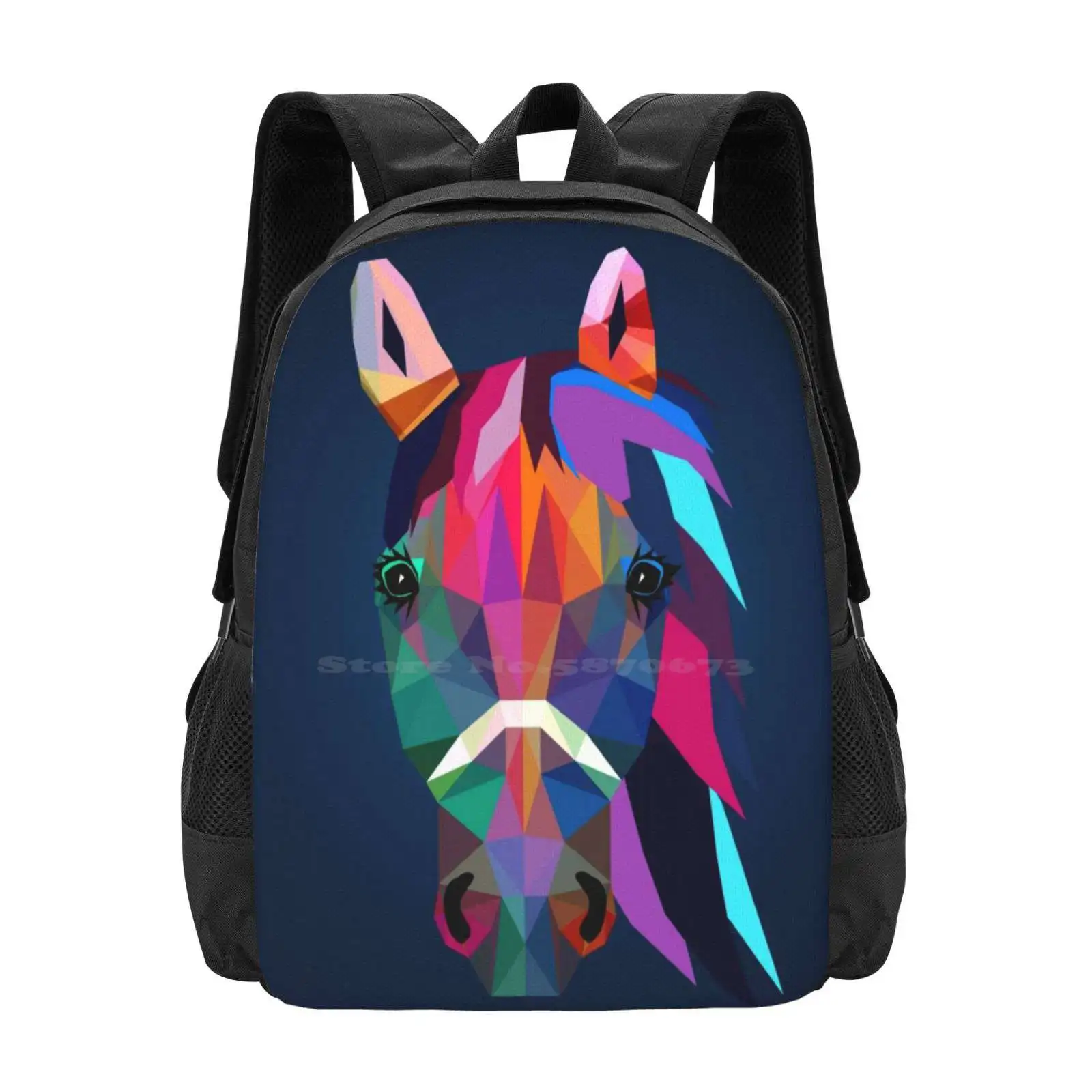 

Horse Bag Backpack For Men Women Girls Teenage Wpap Wild Thoroughbred Abstract Modern Unique Equine Horses Western Cool Retro