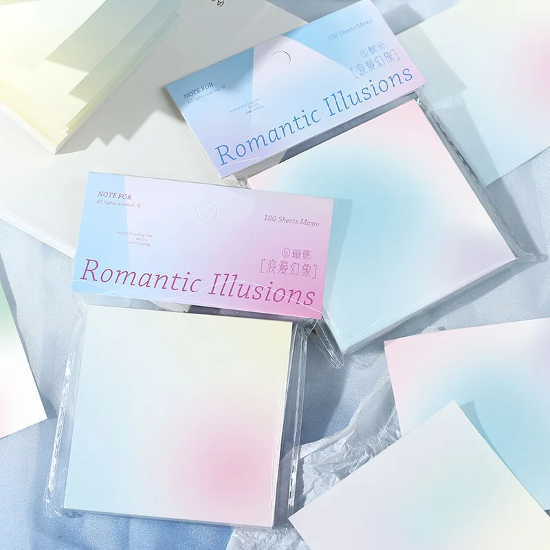 100 ورقة متدرجة اللون بعد ذلك ملاحظات رومانسية الخيال الملح سلسلة هالة الذاكرة مهمة اللكم دفتر قيمة جمالية عالية
