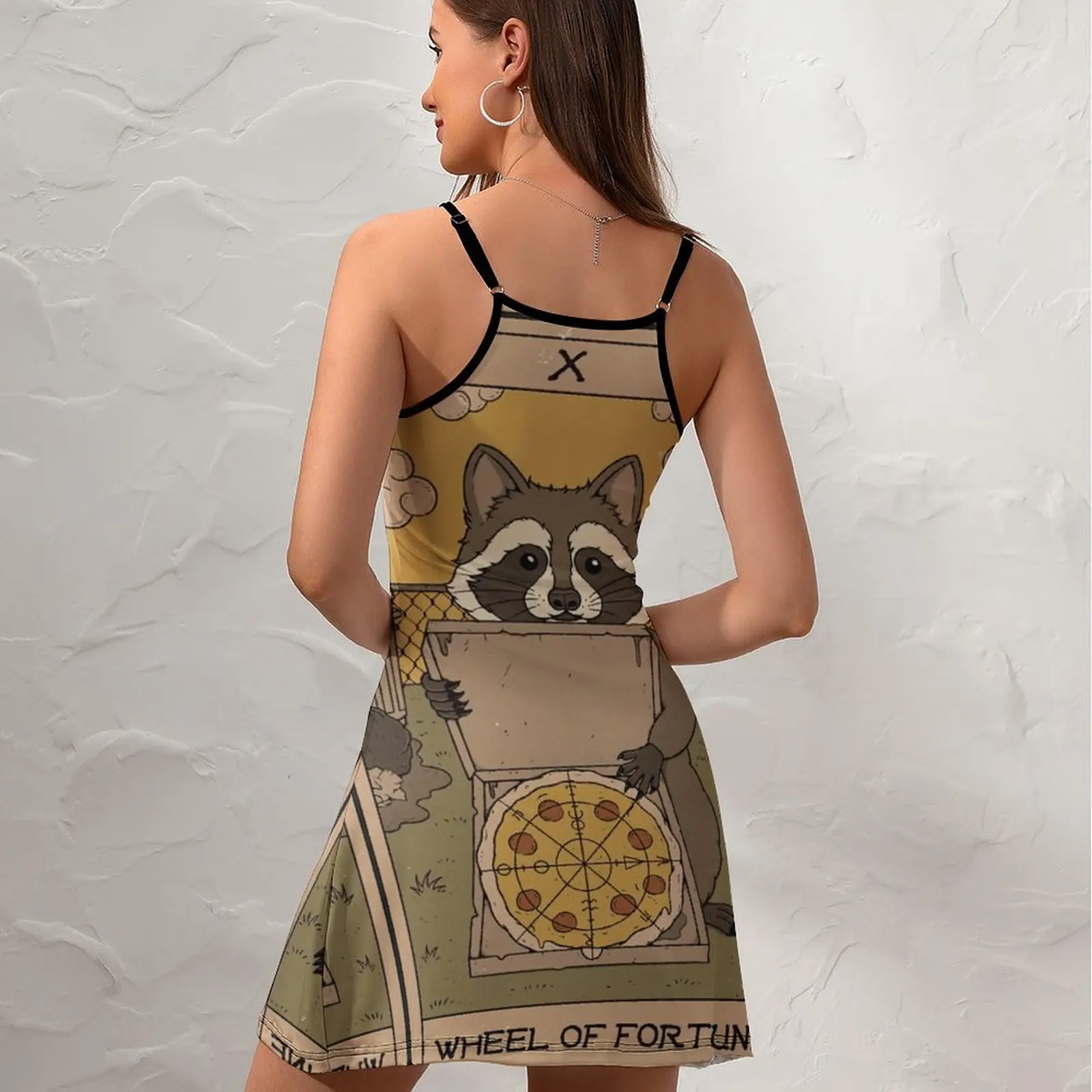 Wheel of Fortune Raccoons Tarot for  Women's Sling Dress Humor Graphic Dresses Novelty Exotic Woman's Clothing  Vacations