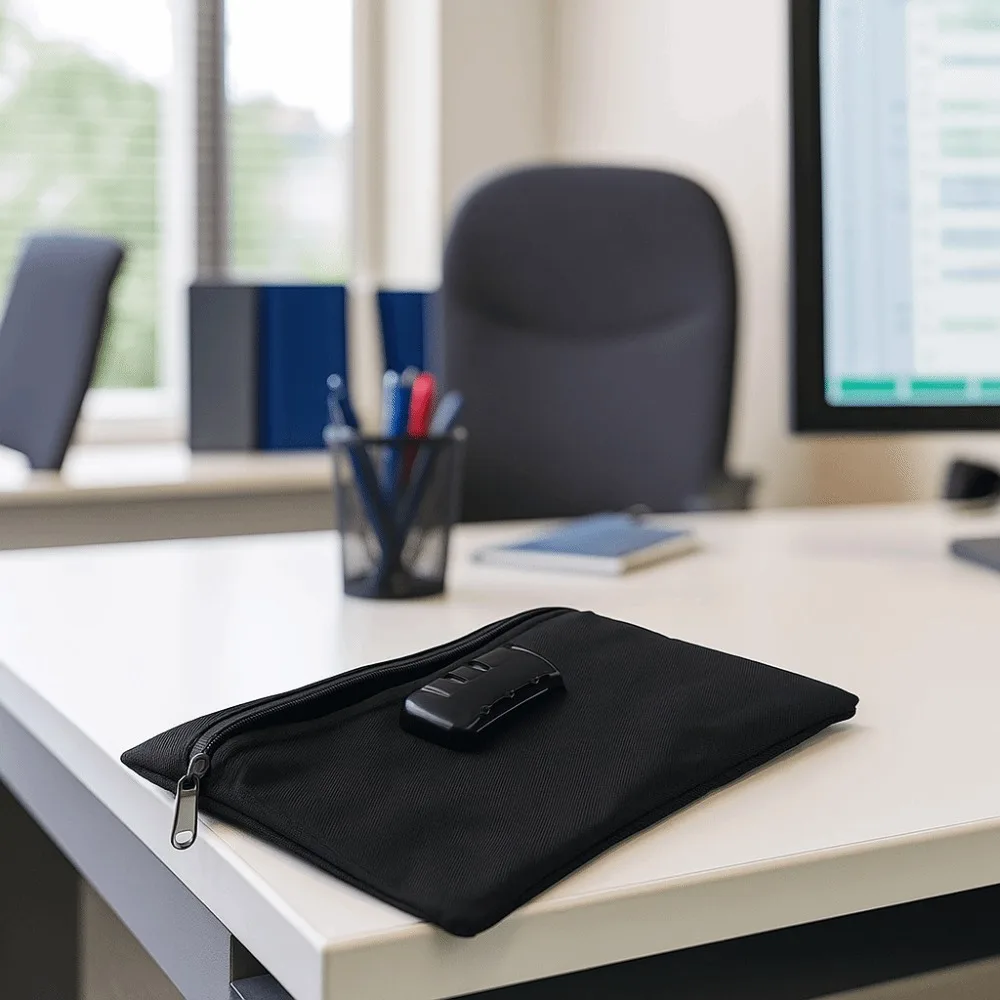 

Сумка для денег с кодовым замком и застежкой-молнией, холщовая портативная сумка с замком, водонепроницаемая портативная сумка для документов безопасности, домашняя сумка