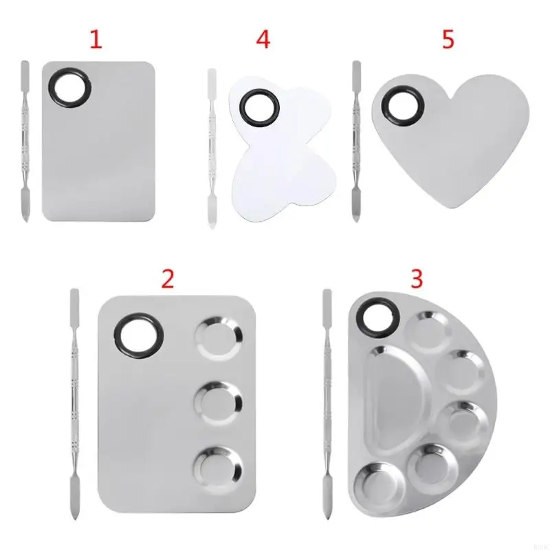 W89C สแตนเลสสีสแตนเล็ตถาดผสมไม้พายชุดไม้พายสำหรับเล็บซัพพลาย