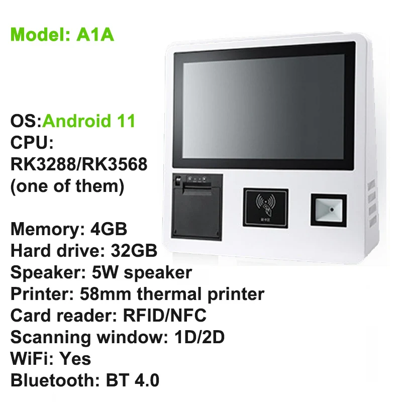 

15.6" Self-service Cash Register Printer Scanner Card reader All-in-one Shopping mall Supermarket Retail store Cashier Equipment
