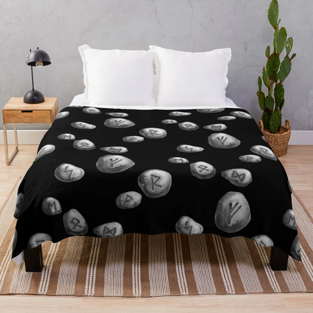 

Runestones on Black Throw Blanket