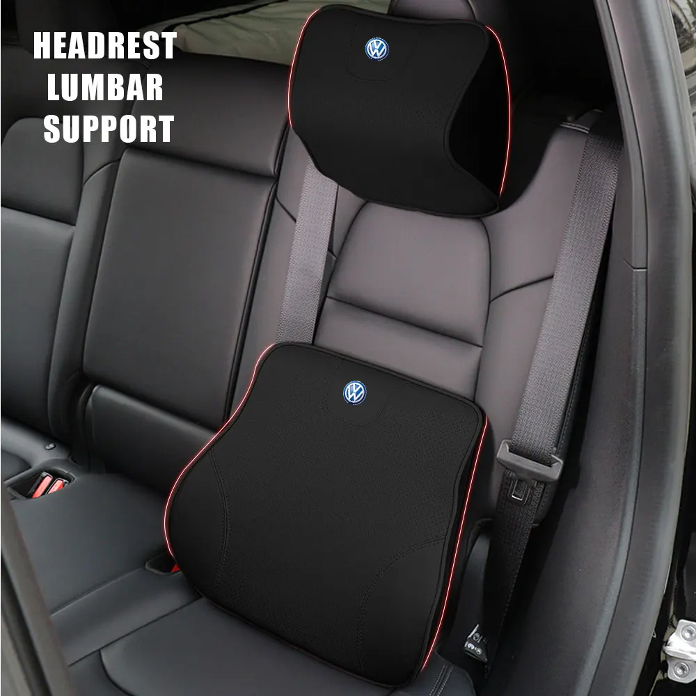 1pc Car Headrest Neck Pillow Lumbar Support Waist Back Protector Cushion for VW Rline EOS Golf GTI Tiguan Auto Interior Accessor