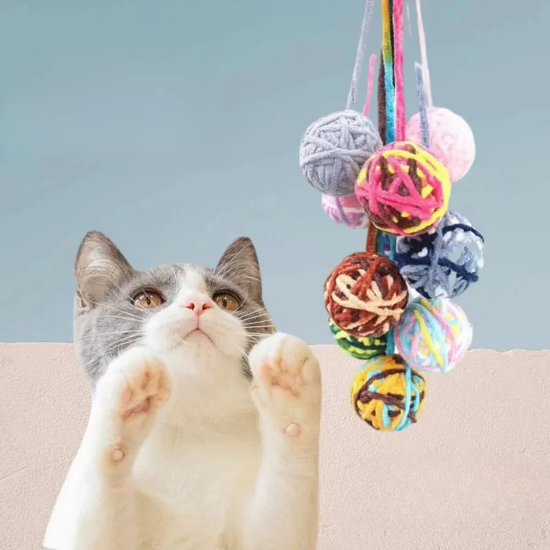 Pet Cat Toy Cat  Interactive Toys Self-amusement Amusement Ball Bell Colored Wool Supplies Mascotas Accessories