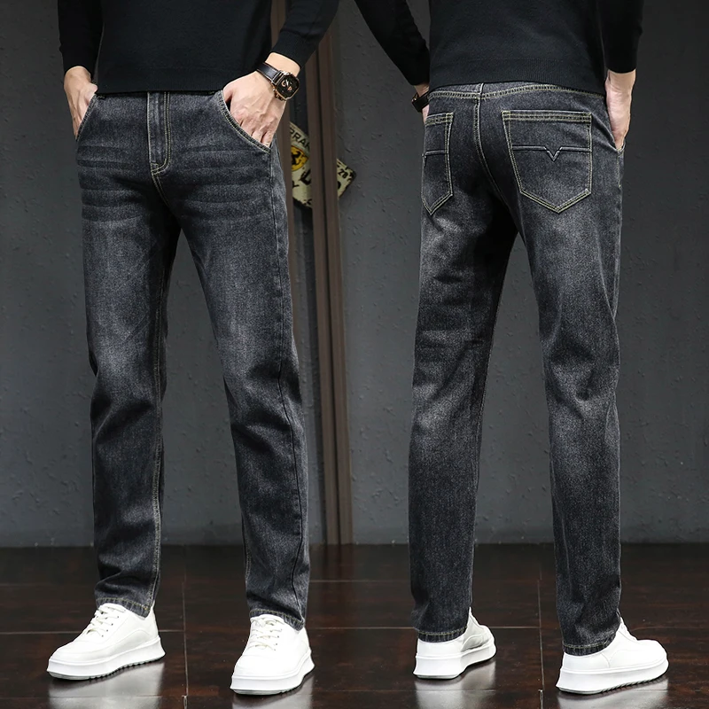 Jeans for men versatile for business leisure elastic straight leg men's pants men clothing jeans trousers for men streetwear