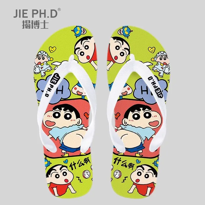 

Мужские и женские уличные пляжные нескользящие износостойкие сандалии, парные тапочки, подарок, милые мультяшные шлепанцы с Карандашом Шин-чаном