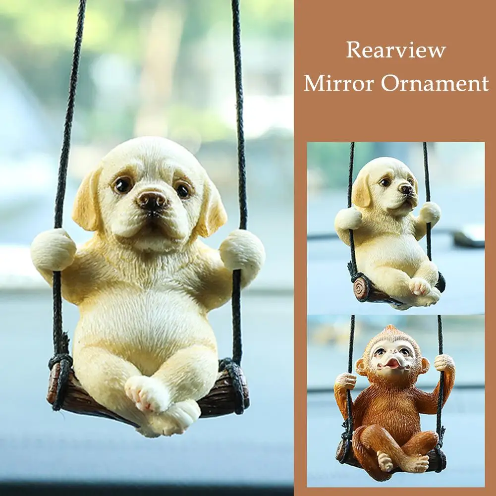 Resin Cute Swing Bulldog Dog Car Accessories Swinging Mirror Accessories Rearview Jewelry Car Gift Car Monkey Pendant D6U4