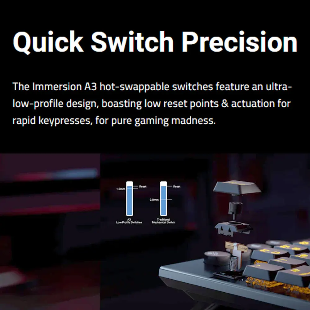 HEXGEARS A3 기계식 키보드 Kailh 스위치 Bluetooth/2.4G/Type-C 유선 연결 87 키 RGB 핫 스왑 무선 게임용 키보드