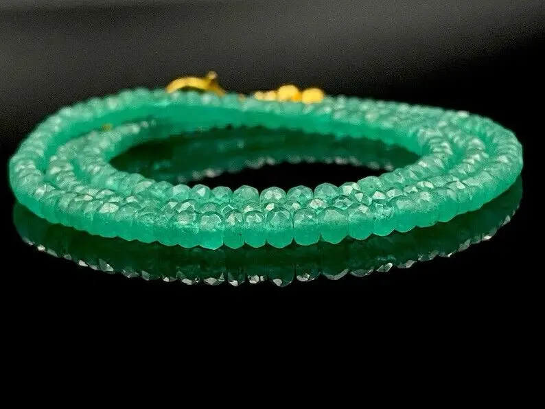 Natural beryl Emerald Beaded Necklace - AAA+ Quality 2*4mm Round Faceted