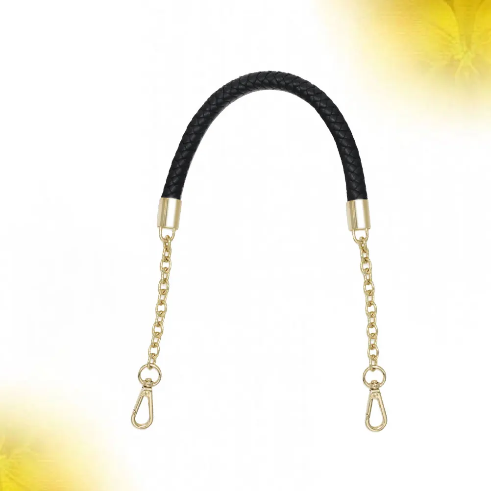 

PU Handbag Handles Strap Black Thicken Metal Chain Buckle Replacement Tote Band Strap for Women DIY Handmade Bag
