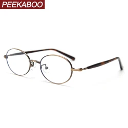 Peekaboo korean retro oval glasses for men clear lens thin metal glasses frame women unisex gold black high quality gift items