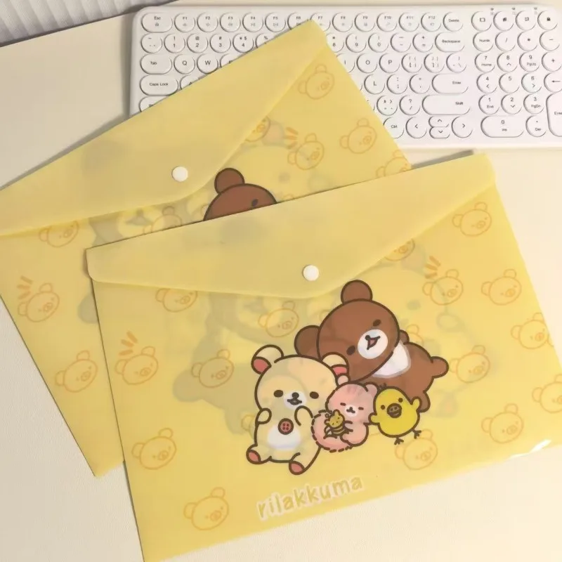Rilakkuma Aufbewahrungstasche mit großem Fassungsvermögen, Ordner für Studenteninformationen, wasserdichte A4-Aktentasche mit Druckknopf
