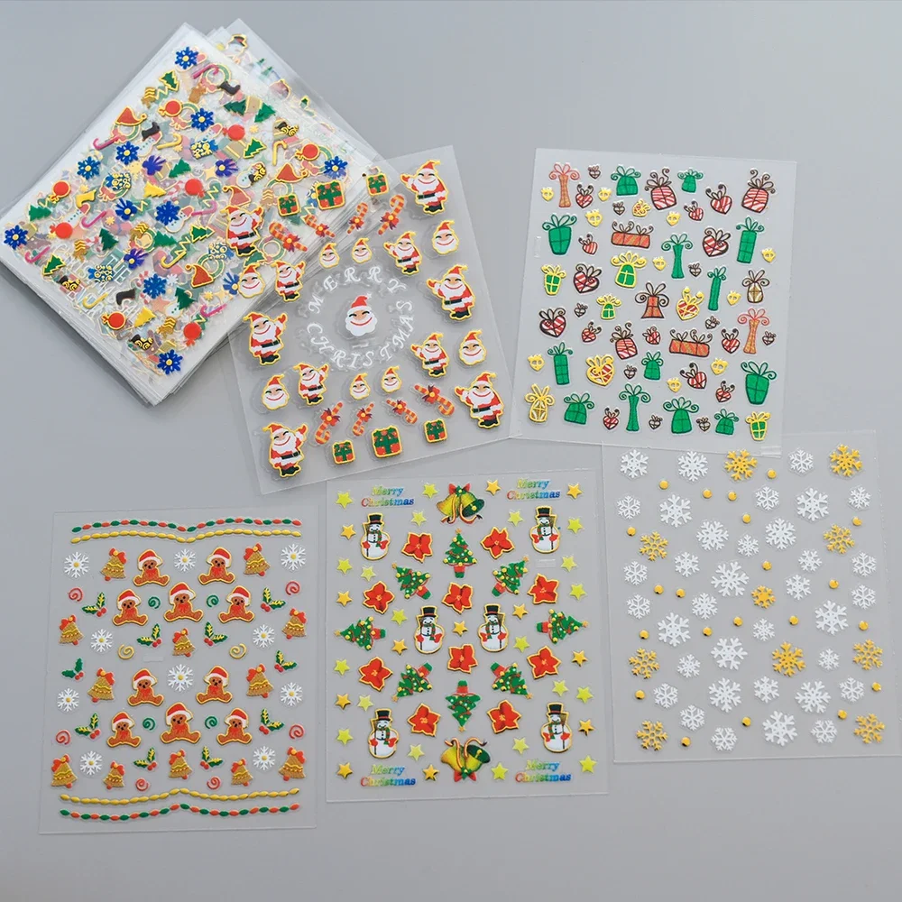 30 pièces noël flocon de neige flocon de neige Nail Art autocollants auto-adhésif mignon wapiti hiver nouvel an décalcomanies noël adhésif manucure curseur