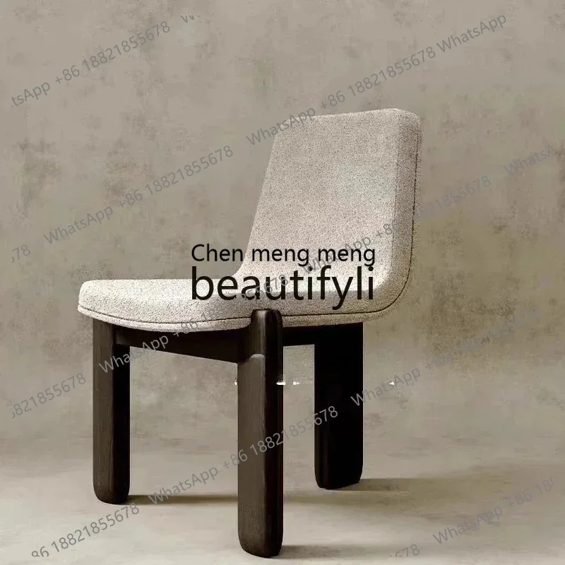 

s26 Minimalist Nordic solid wood light luxury designer home restaurant negotiation chair lamb wool retro dining chair