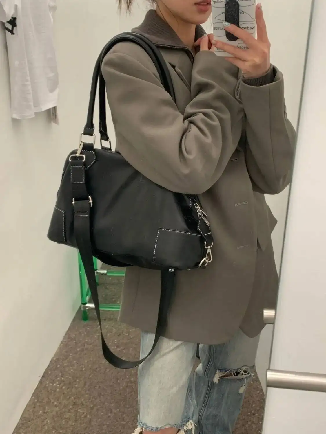 Bloom Retro Large Capacity Tote Women Vintage Soft Leather Casual Shoulder Bags Ladies Y2k Grunge Handbag Messenger Bag