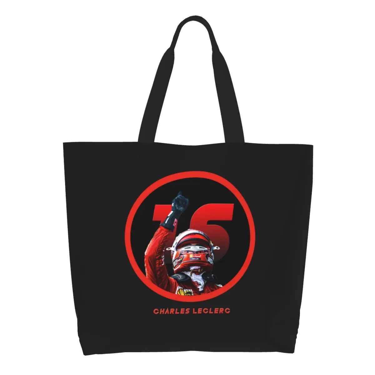 Fashion Printing Charles Leclerc Motorsports Racing Tote Shopping Bags Durable Canvas Shopper Shoulder Handbag