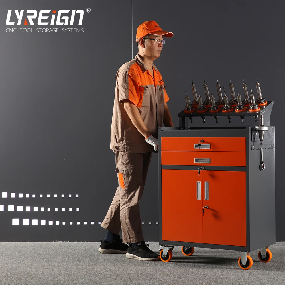 

LYREIGN CNC Tool cart, Tool Cabinet with Drawer, Trolley, Large Capacity Drawers with Lock, Rolling, CAT30/40/50, HSK40/50/63/10