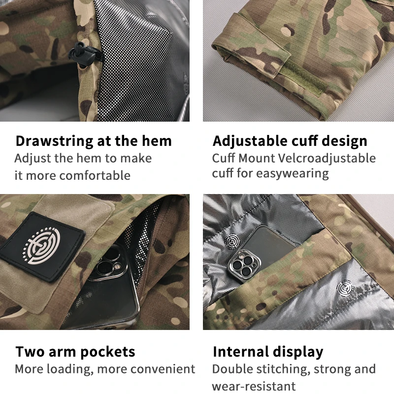 Heat Reflective Jackets Men Winter Thermal Tactical Jackets Hood Coats Wear-resisting Windbreaker  Camo Jacket Hiking Clothing