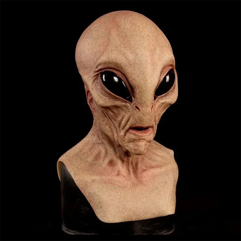 Alien Scary Latex Full Face Mask para adultos, fantasias UFO Cosplay, Horror Prop, Terror Chapelaria, Boneca, Festa de Halloween, Homens, Mulheres