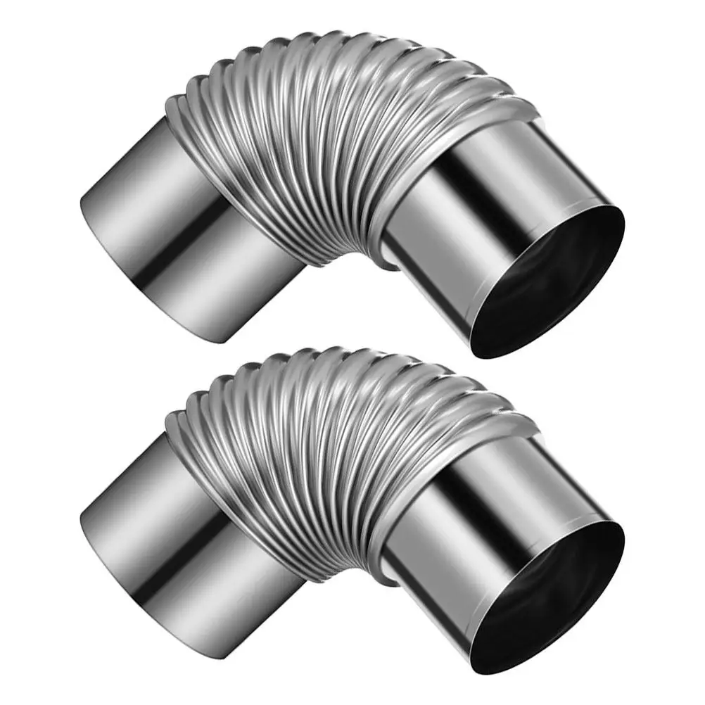 2Pcs Stainless Steel Stove Chimney Pipe Elbow High Heat Resistant Flue for Indoor Camping Stove Pipe Ventilation